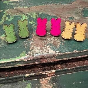 Set of 3 peeps bunny’s earrings